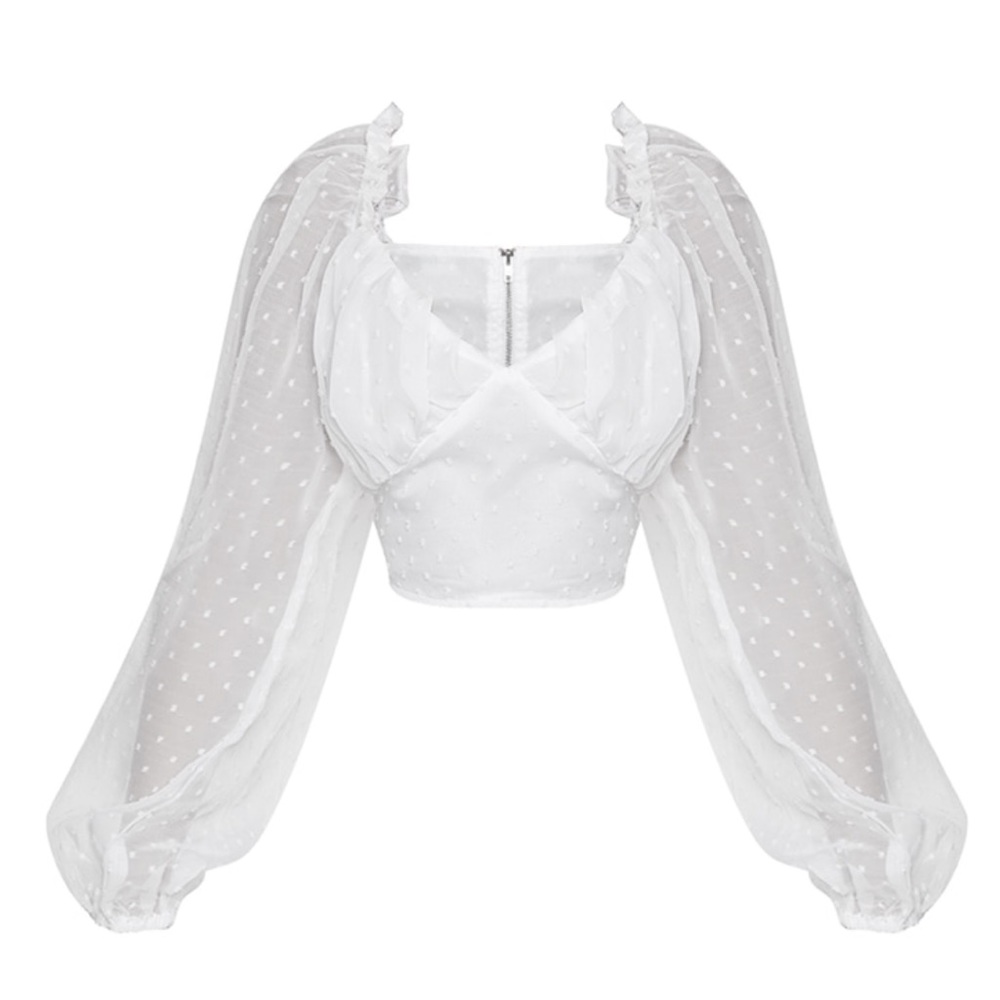NWT PLT White Mesh Blouse